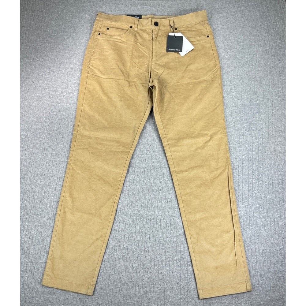 New Mizzen+Main Leroy Corduroy Pant Mens 34-32 Beige Slim Fit 1BO-1429